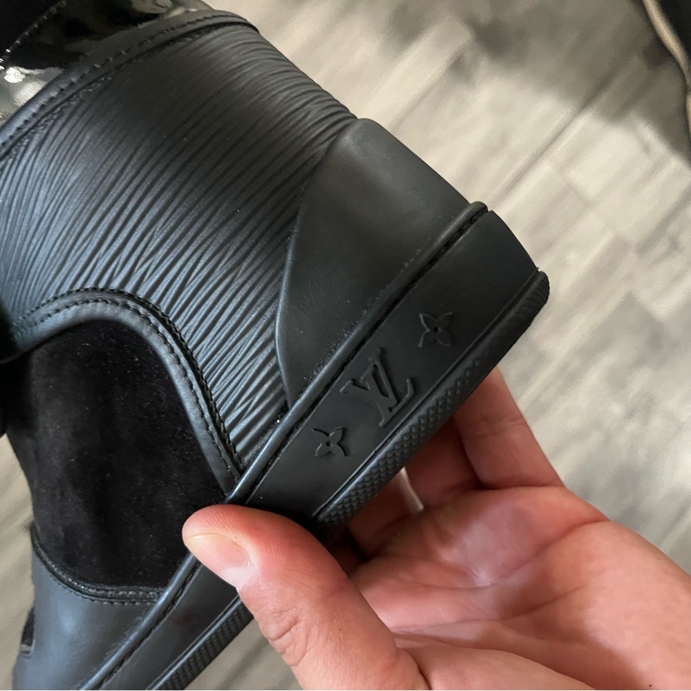 Authentic Louis Vuitton Black High-Top Sneakers with Gold Accent - Picture 11 of 13